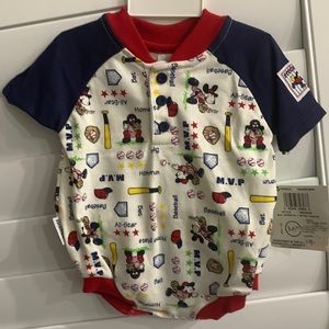 Vintage Baby Boys Healthtex one piece Baseball Dogs outfit 3-6 months NEW NWT